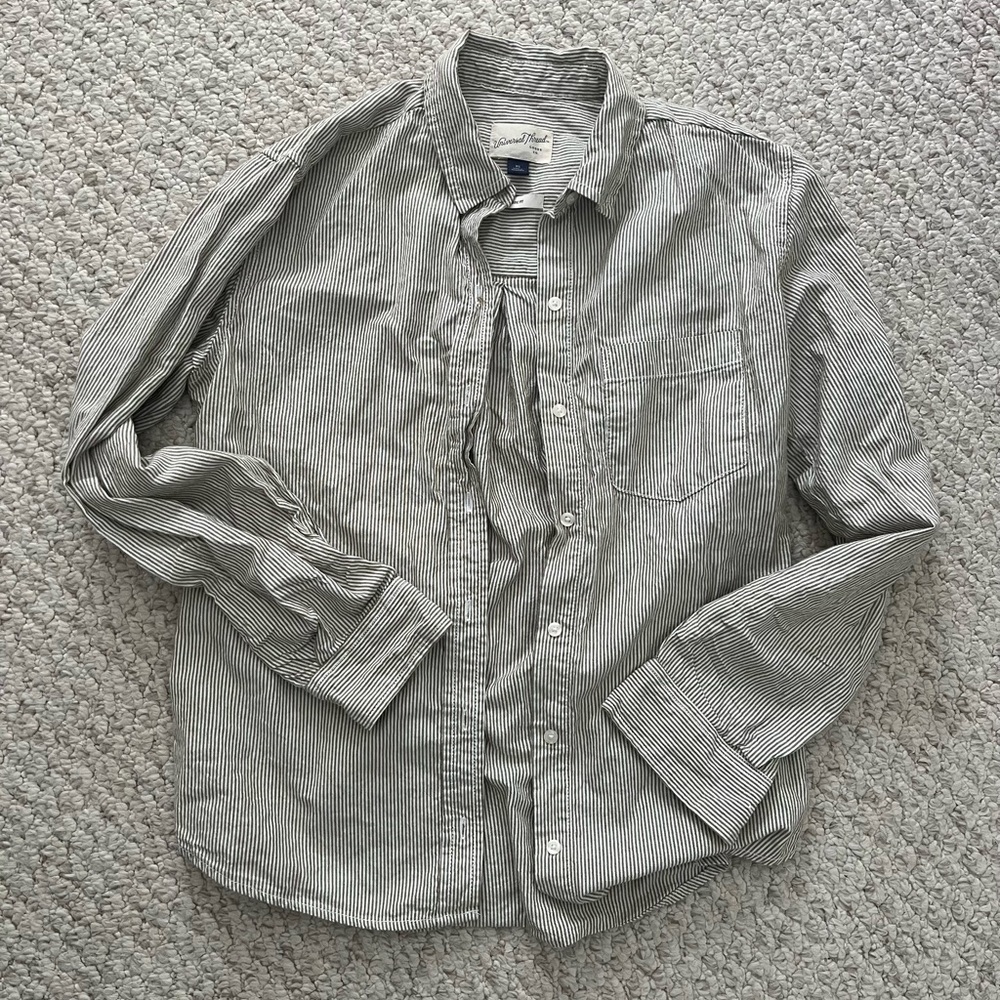 Striped button up tee